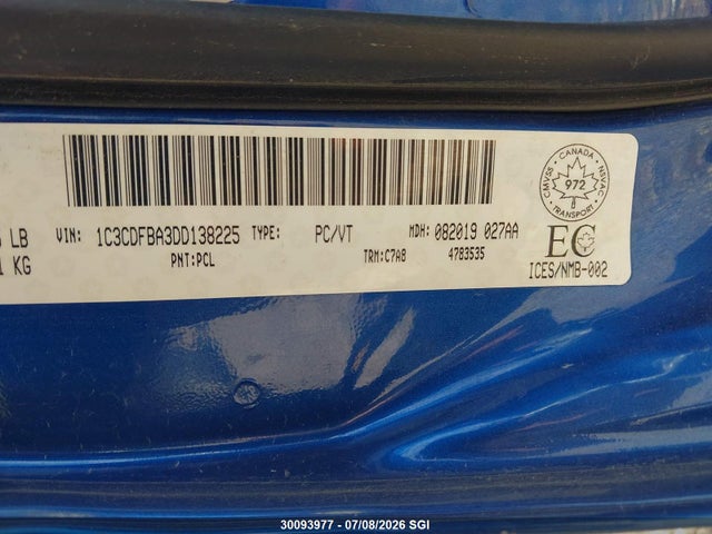 30093977 :رقم المزاد ، 1C3CDFBA3DD138225 vin ، 2013 Dodge Dart Sxt مزاد بيع
