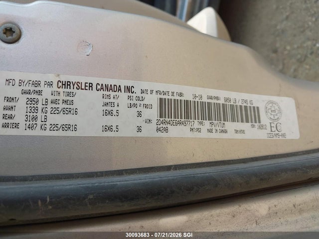 30093683 :رقم المزاد ، 2D4RN4DE6AR497717 vin ، 2010 Dodge Grand Caravan Se مزاد بيع