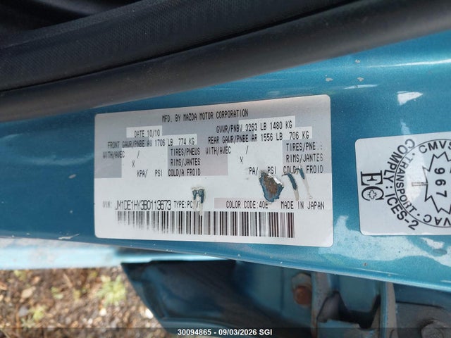 30094865 :رقم المزاد ، JM1DE1HY3B0113673 vin ، 2011 Mazda Mazda2 مزاد بيع