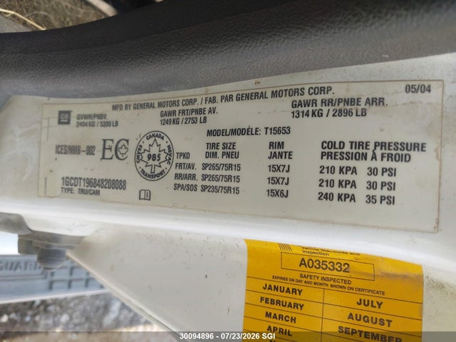 Продажа на аукционе авто 2004 Chevrolet Colorado, vin: 1GCDT196848208088, номер лота: 30094896
