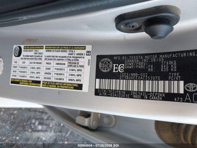Продаж на аукціоні авто 2010 Toyota Corolla S/le/xle, vin: 2T1BU4EE0AC253075, номер лоту: 30094904