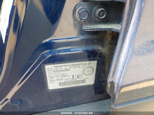 30094582 :رقم المزاد ، 3N1CP5CU9KL523045 vin ، 2019 Nissan Kicks S/sr/sv مزاد بيع