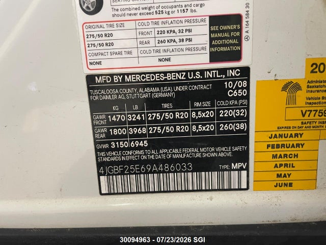 2009 Mercedes-benz Gl მანქანა იყიდება აუქციონზე, vin: 4JGBF25E69A486033, აუქციონის ნომერი: 30094963