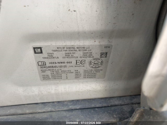 Chevrolet TRAX LS 2014 3GNCJKEB4EL193125 Image 9