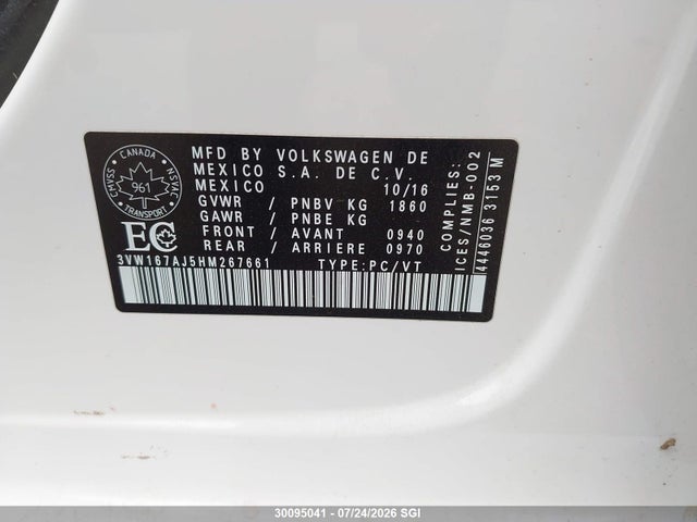 Volkswagen JETTA S 2017 3VW167AJ5HM267661 Image 9