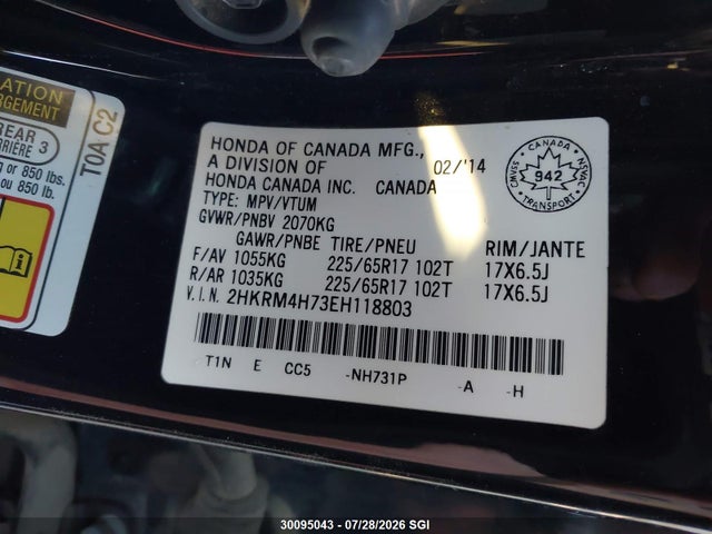 Honda CR-V EXL 2014 2HKRM4H73EH118803 Image 9