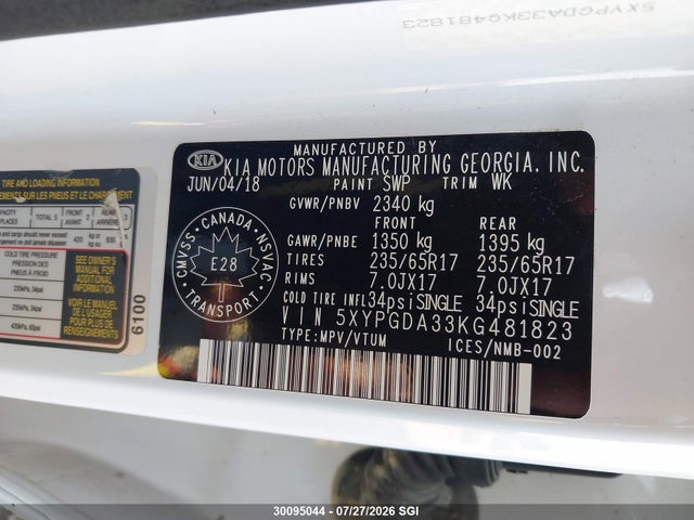 KIA Sorento L/lx 2019 5XYPGDA33KG481823 Image 9