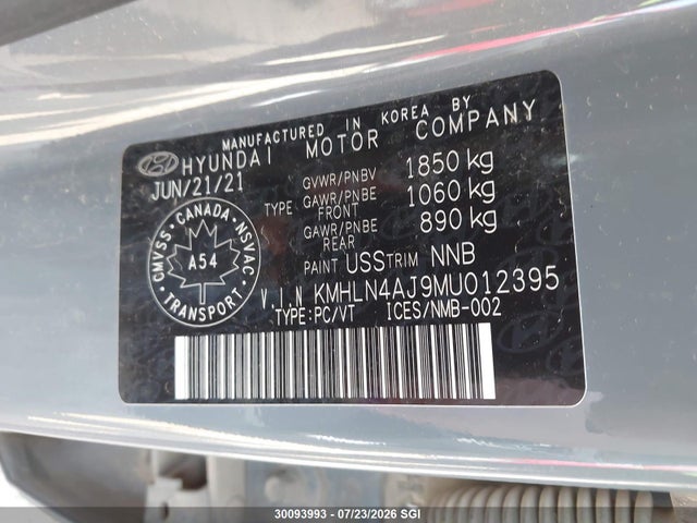 30093993 :رقم المزاد ، KMHLN4AJ9MU012395 vin ، 2021 Hyundai Elantra Limited مزاد بيع