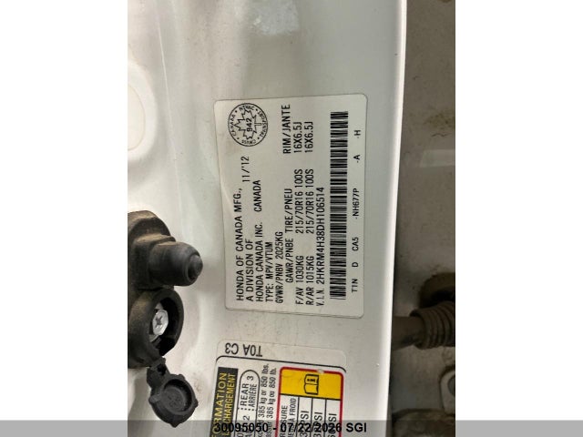 2013 Honda Cr-v Lx მანქანა იყიდება აუქციონზე, vin: 2HKRM4H38DH106514, აუქციონის ნომერი: 30095050