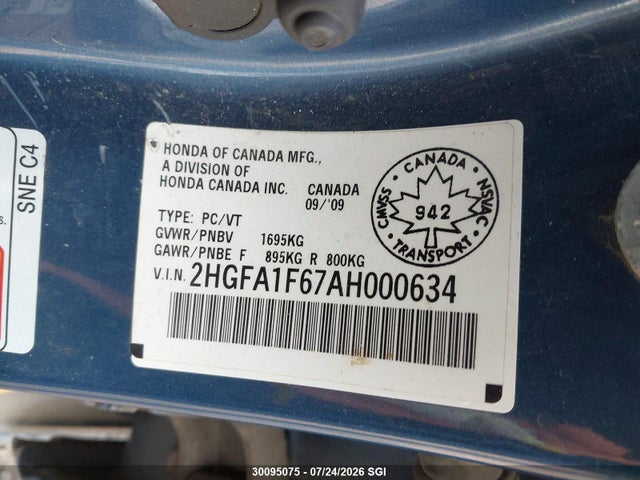 Продажа на аукционе авто 2010 Honda Civic Lx-s, vin: 2HGFA1F67AH000634, номер лота: 30095075