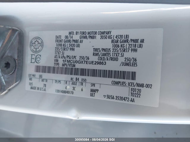 Ford ESCAPE SE 2014 1FMCU0GX7EUE29863 Image 9