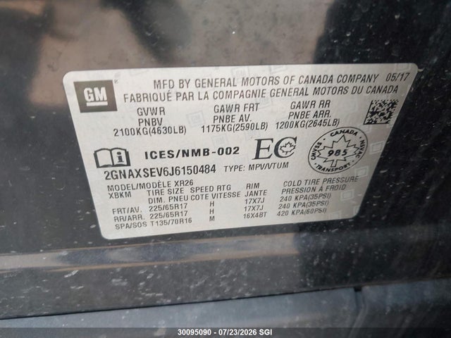 Chevrolet EQUINOX LT 2018 2GNAXSEV6J6150484 Image 9