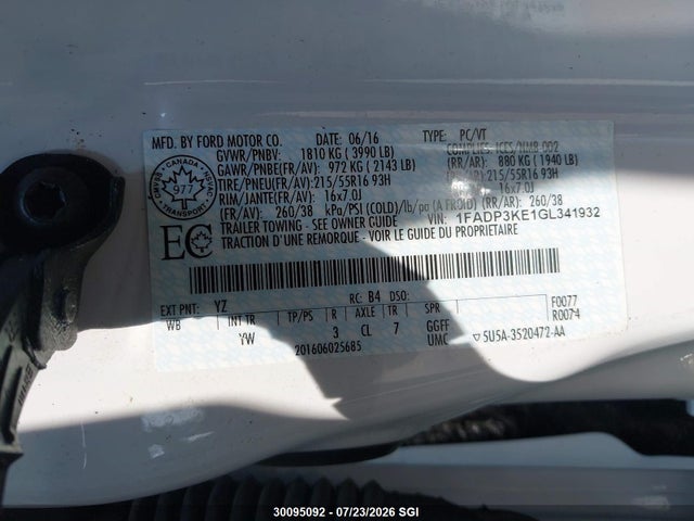 Ford FOCUS SE 2016 1FADP3KE1GL341932 Image 9