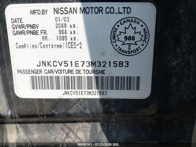 Aukcja sprzedaży 2003 Infiniti G35, vin: JNKCV51E73M321583, numer aukcji: 30095101