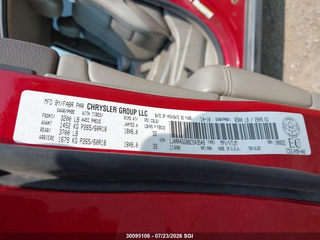 30095106 :رقم المزاد ، 1J4RR4GG8BC543549 vin ، 2011 Jeep Grand Cherokee Laredo مزاد بيع