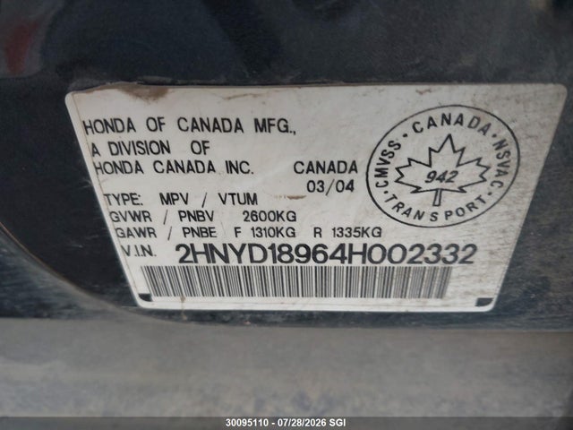Aukcja sprzedaży 2004 Acura Mdx Touring, vin: 2HNYD18964H002332, numer aukcji: 30095110