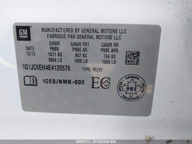 1G1JC6EH4E4126576 Chevrolet SONIC LT
