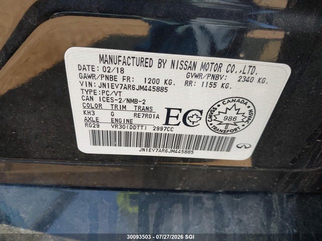 Aukcja sprzedaży 2018 Infiniti Q50 Luxe/sport, vin: JN1EV7AR6JM445885, numer aukcji: 30093503