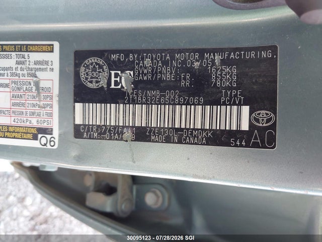 30095123 :رقم المزاد ، 2T1BR32E65C897069 vin ، 2005 Toyota Corolla Ce/le/s مزاد بيع