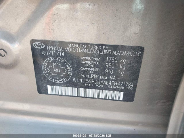 Продажа на аукционе авто 2014 Hyundai Elantra Se/sport/limited, vin: 5NPDH4AE4EH471784, номер лота: 30095125