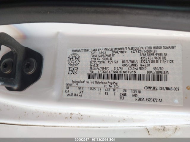 Продажа на аукционе авто 2013 Ford Econoline E450 Super Duty Cutwy Van, vin: 1FDXE4FS5DDA67915, номер лота: 30092367