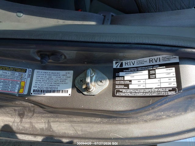 Продажа на аукционе авто 2007 Honda Civic Ex, vin: 2HGFG11897H501914, номер лота: 30094420