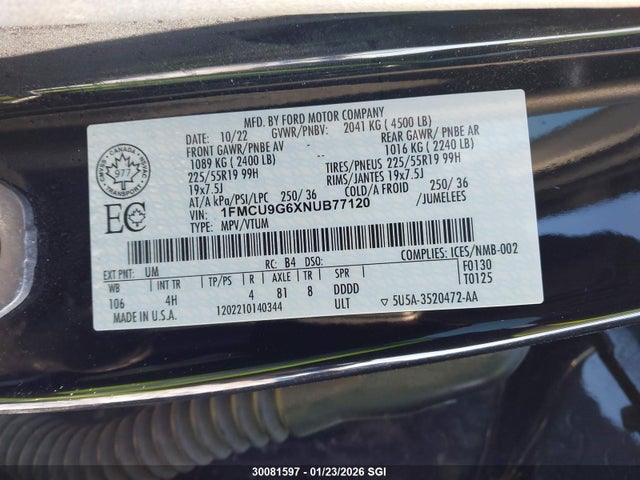 Ford ESCAPE SE 2022 1FMCU9G6XNUB77120 Image 8