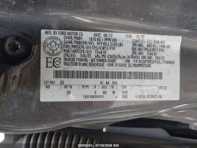 Продаж на аукціоні авто 2013 Ford Focus S, vin: 1FADP3E21DL119565, номер лоту: 30095203