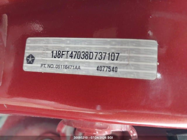 Продажа на аукционе авто 2008 Jeep Compass Sport, vin: 1J8FT47038D737107, номер лота: 30095210