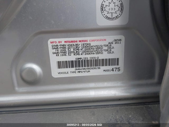 Продаж на аукціоні авто 2011 Mitsubishi Rvr Se, vin: JA4AJ3AU5BZ608156, номер лоту: 30095213