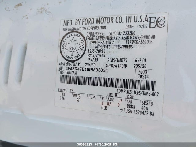 Продажа на аукционе авто 2006 Mazda B4000 Cab Plus, vin: 4F4ZR47E16PM03854, номер лота: 30095223