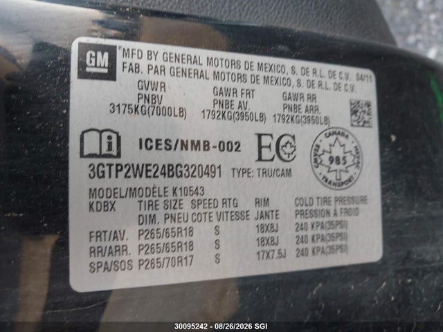 Продажа на аукционе авто 2011 Gmc Sierra K1500 Slt, vin: 3GTP2WE24BG320491, номер лота: 30095242