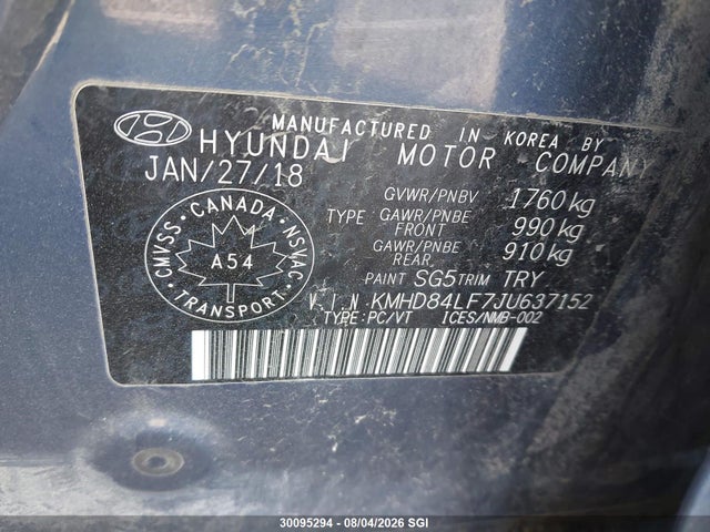 2018 Hyundai Elantra Sel/value/limited მანქანა იყიდება აუქციონზე, vin: KMHD84LF7JU637152, აუქციონის ნომერი: 30095294