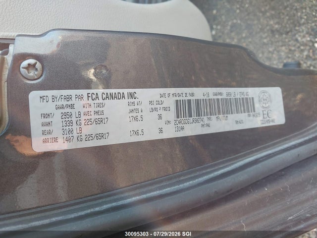 2C4RDGDG1JR302741 Dodge Grand Caravan Crew