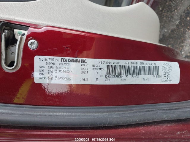 2C4RDGDG2KR687504 Dodge Grand Caravan Crew