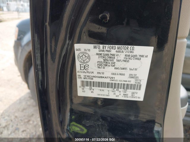 Продаж на аукціоні авто 2011 Ford Escape Xlt, vin: 1FMCU9DG2BKA77291, номер лоту: 30095116