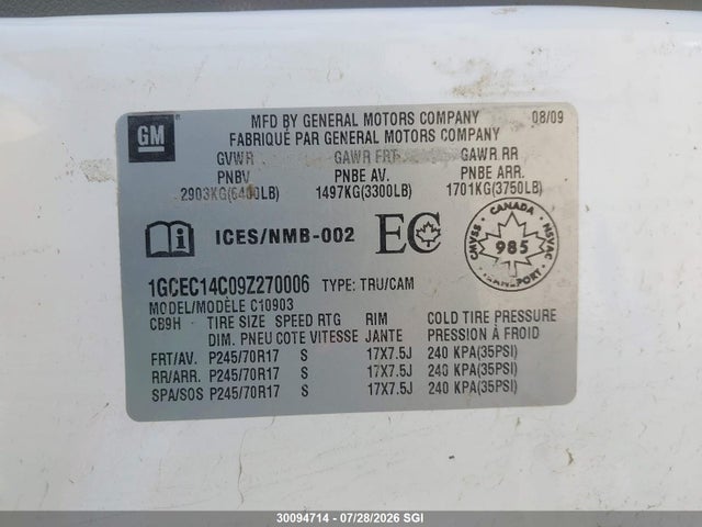 Продажа на аукционе авто 2009 Chevrolet Silverado C1500, vin: 1GCEC14C09Z270006, номер лота: 30094714