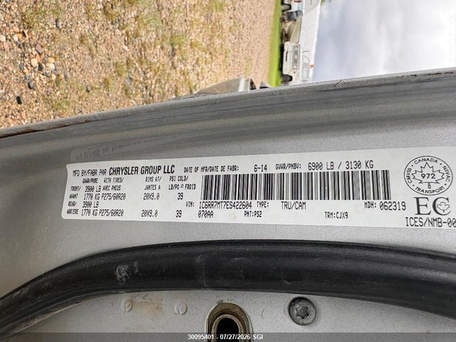 2014 Ram 1500 Sport მანქანა იყიდება აუქციონზე, vin: 1C6RR7MT7ES422604, აუქციონის ნომერი: 30095401