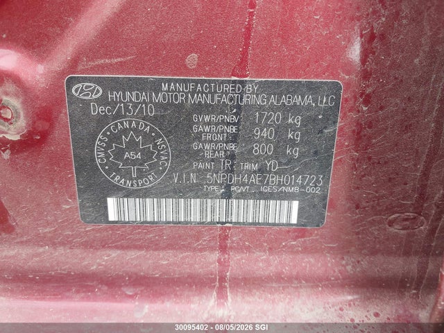 2011 Hyundai Elantra Gls/limited მანქანა იყიდება აუქციონზე, vin: 5NPDH4AE7BH014723, აუქციონის ნომერი: 30095402