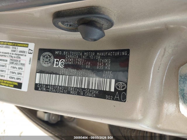 Aukcja sprzedaży 2009 Toyota Corolla S/le/xle, vin: 2T1BU40E29C131465, numer aukcji: 30095404