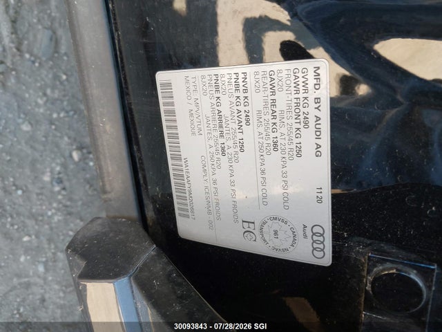 2021 Audi Q5 Progressiv მანქანა იყიდება აუქციონზე, vin: WA1EAAFY9M2026817, აუქციონის ნომერი: 30093843