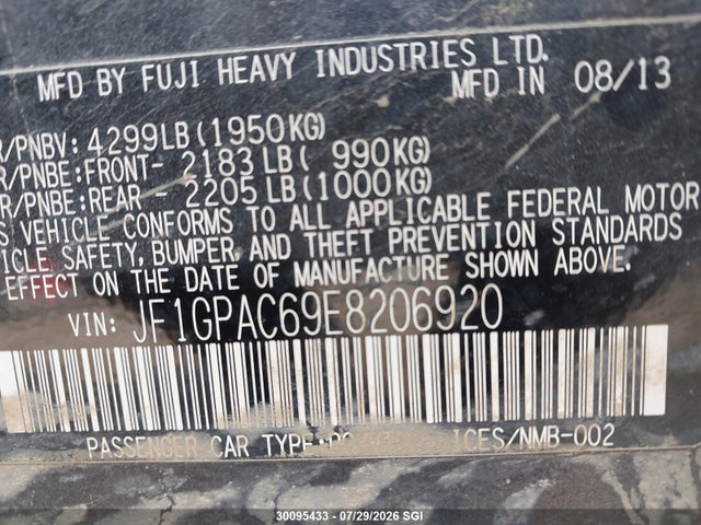 JF1GPAC69E8206920 Subaru Impreza Premium