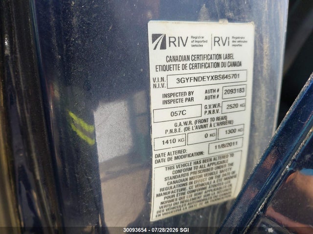 Продаж на аукціоні авто 2011 Cadillac Srx Luxury Collection, vin: 3GYFNDEYXBS645701, номер лоту: 30093654