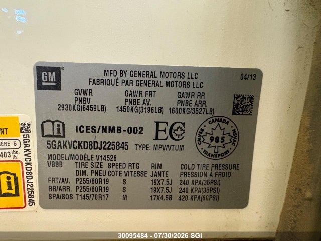 Продажа на аукционе авто 2013 Buick Enclave, vin: 5GAKVCKD8DJ225845, номер лота: 30095484