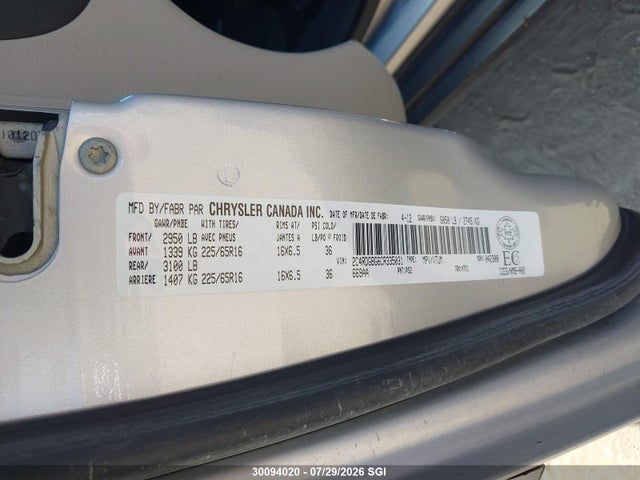 2012 Dodge Grand Caravan Se მანქანა იყიდება აუქციონზე, vin: 2C4RDGBG6CR335031, აუქციონის ნომერი: 30094020