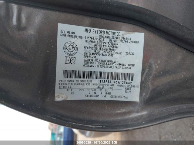 Aukcja sprzedaży 2005 Ford Taurus Se, vin: 1FAFP53U45A125642, numer aukcji: 30095529