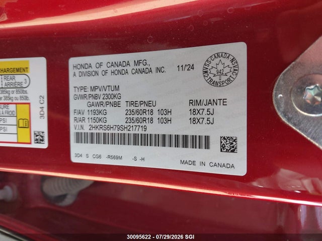 2HKRS6H79SH217719 Honda CR-V EXL