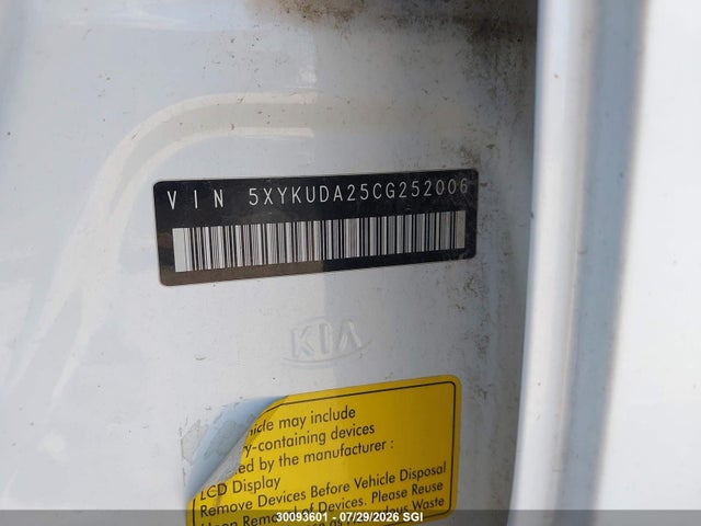 Продажа на аукционе авто 2012 Kia Sorento Ex, vin: 5XYKUDA25CG252006, номер лота: 30093601