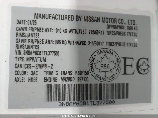 Nissan KICKS SV 2026 3N8AP6CB1TL377500 Image 9