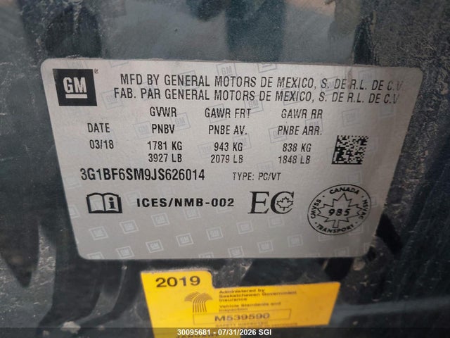 3G1BF6SM9JS626014 Chevrolet Cruze Premier